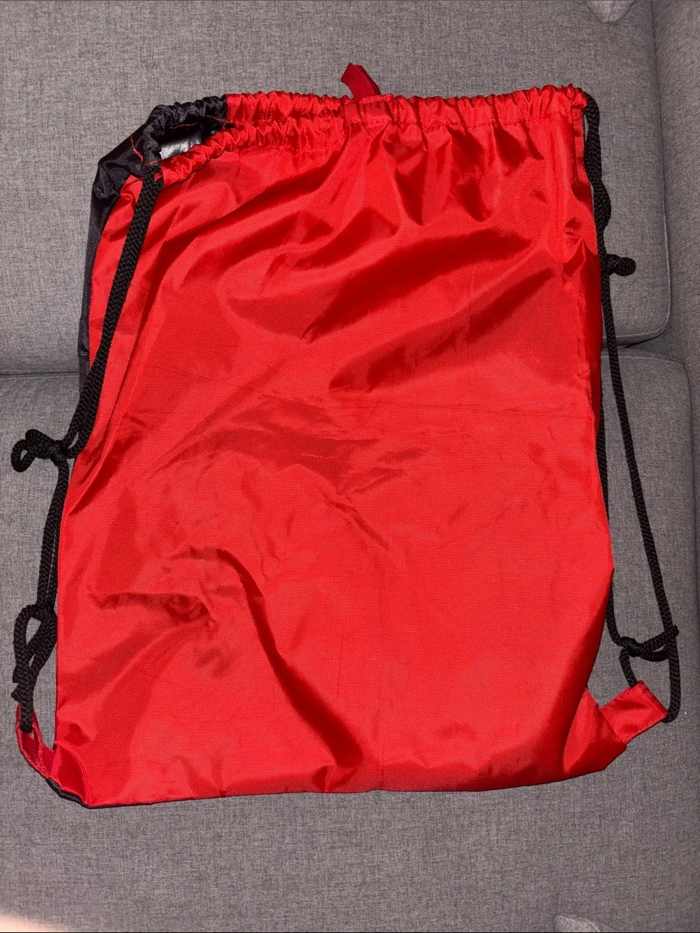 9 Round unisex red & Black Drawstring Gym Bag